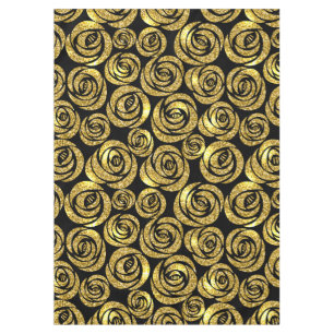 Goldene Blumen auf schwarzem Hintergrund Tischdecke