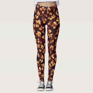 Goldene Blumen Herbstmuster Leggings
