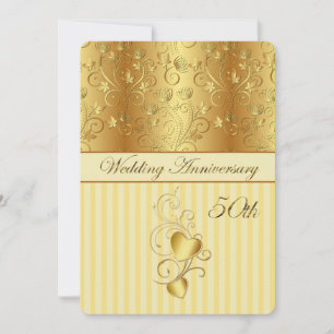 Goldene Blumen, Herzen 50. Hochzeitstag Einladung