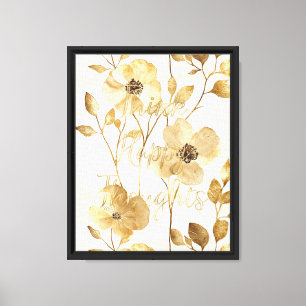 Goldene Blumen Inspirierende Glückliche Gedanken Leinwanddruck