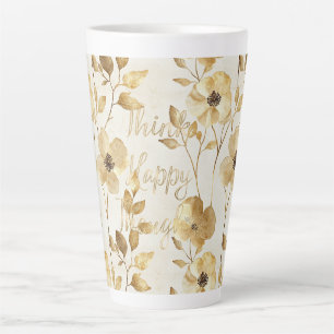 Goldene Blumen Inspirierende Glückliche Gedanken Milchtasse