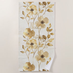 Goldene Blumen Inspirierende Glückliche Gedanken Strandtuch