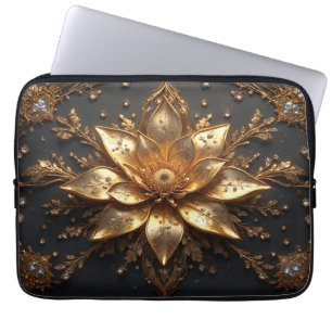 ✨ Goldene Blumen Laptop-Hülle Luxus-Tech-Geschenk Laptopschutzhülle