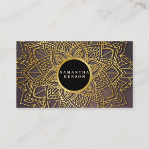 Goldene Blumen-Mandala-Muster-Yoga-Lehrerin Visitenkarte