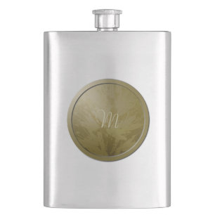 Goldene Blumen-Monogramm-Flasche Flachmann