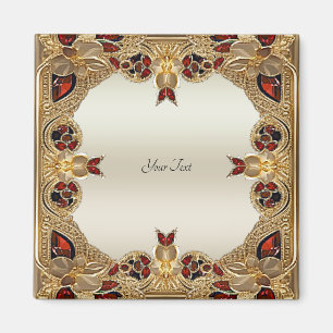 Goldene Blumen Roter Edelsteinmagnet Magnet