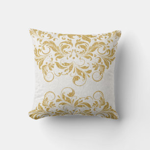 Goldene Blumen-Spitze-Glitter-Textur-Druck Kissen