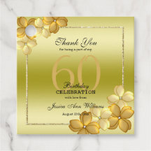 Goldene Blumendekoration und Glitzer 60. Geburtsta
