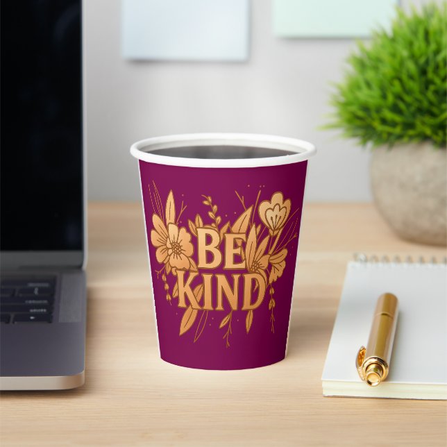 Goldene Blumendruck-„Sei nett“-Papierschaale – 240 Pappbecher (InSitu)