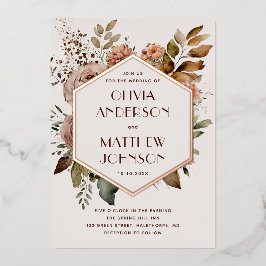 Goldene Blumenhochzeit | Light Rose Beige Folieneinladung