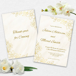 Goldene Blumenhochzeits-Einladung Einladung