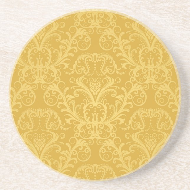 Goldene Blumenluxustapete Getränkeuntersetzer (Vorne)