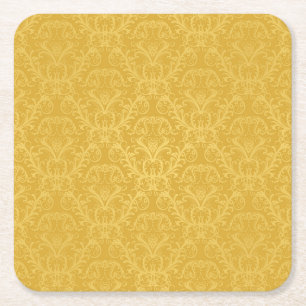 Goldene Blumenluxustapete Rechteckiger Pappuntersetzer