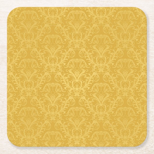 Goldene Blumenluxustapete Rechteckiger Pappuntersetzer (Vorderseite)