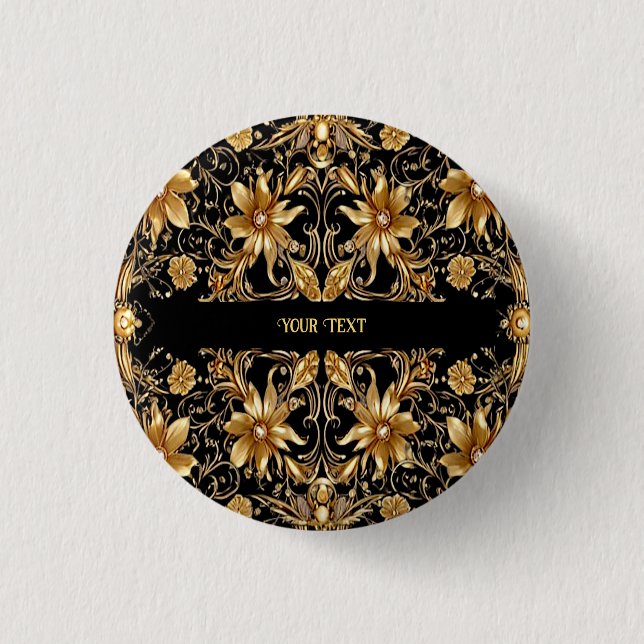 Goldene Blumentaste Button (Vorderseite)