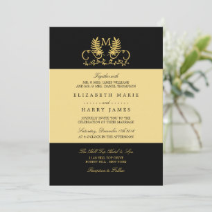 Goldene Blumenverkleidung Einladung