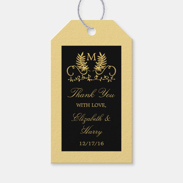 Goldene Blumenverkleidung Geschenkanhänger (Vorderseite)
