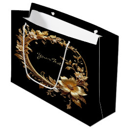 Goldene Blumenverzierte Rahmen-Geschenktasche Große Geschenktüte