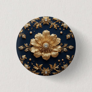 Goldene Blumenverzierung Button