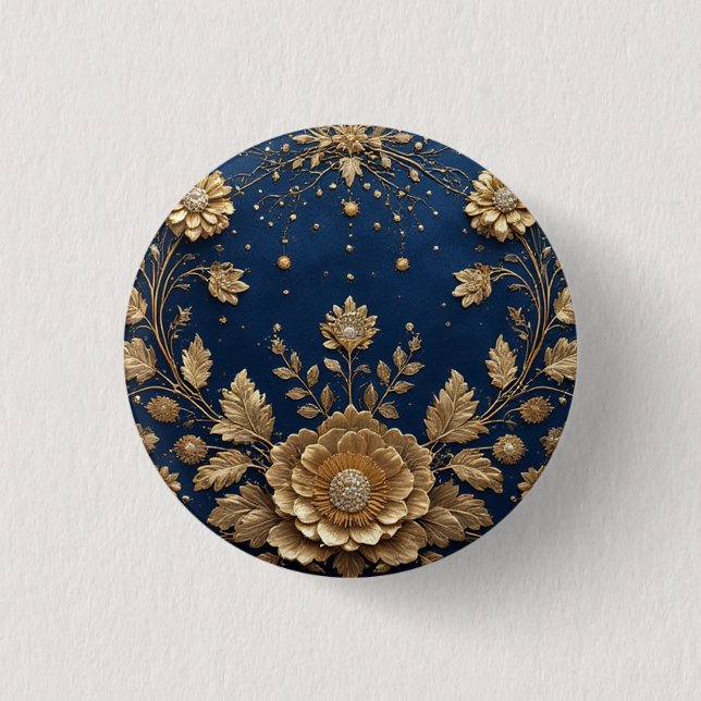 Goldene Blumenverzierung Button (Vorderseite)