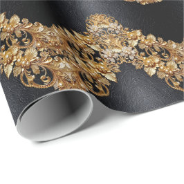 Goldene Blumenverzierungen Geschenkpapier