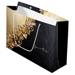Goldene Blumenverzierungen Geschenktasche Große Geschenktüte