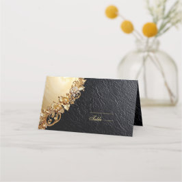 Goldene Blumenverzierungen Platzkarte