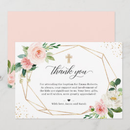 Goldene Blush Bloral Taufen Christening Dankeskarte