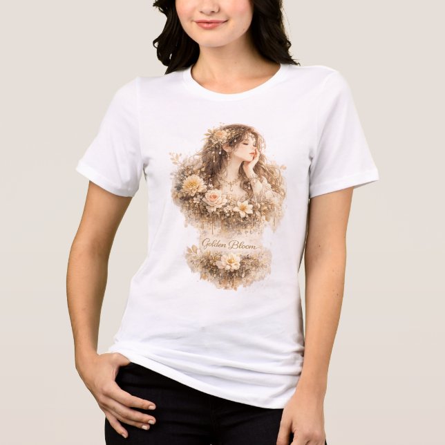 Goldene Blüte Tri-Blend Shirt (Vorderseite)