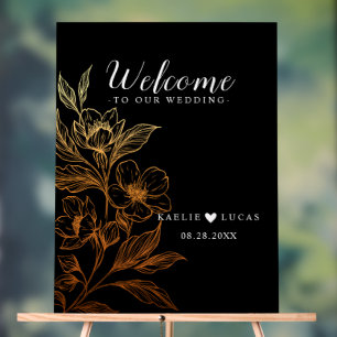 "Goldene Blüten der Liebe"   Schwarze Hochzeit Wil Acrylschild