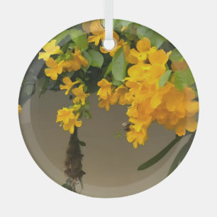 Goldene Blüten-Schönheit Ornament Aus Glas