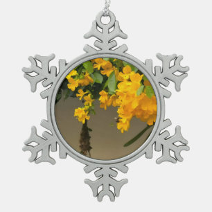 Goldene Blüten-Schönheit Schneeflocken Zinn-Ornament