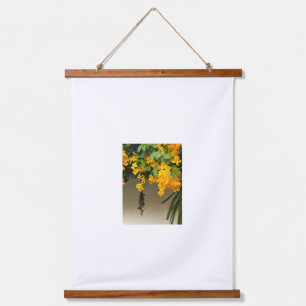 Goldene Blüten-Schönheit Wandteppich Mit Holzrahmen