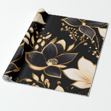 Goldene Blüten: Schwarze und goldene Blumenmuster