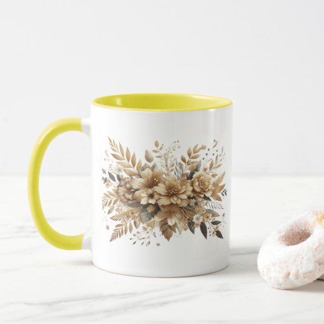 goldene Blüten Tasse (Mit Donut)