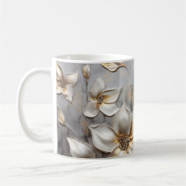 Goldene Blüteneleganz auf Silber✨ Kaffeetasse