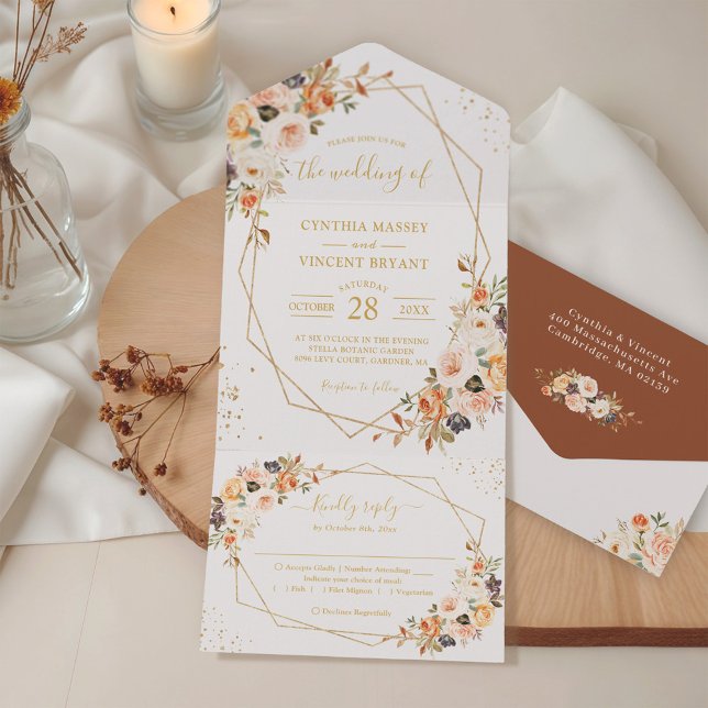 Goldene Blütenhochzeit im Herbst All In One Einladung (Von Creator hochgeladen)