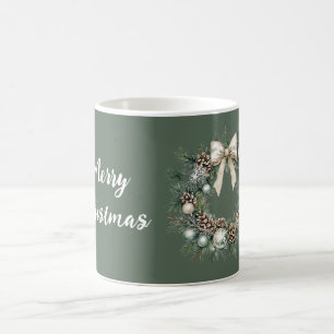 Goldene Bogen Tannenzapfen Ornamente Kranz Weihnac Kaffeetasse