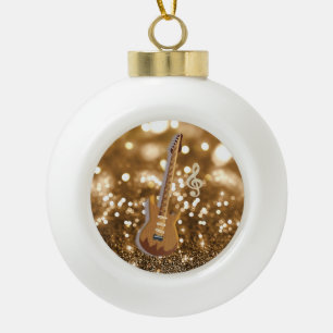 Goldene Bokeh Gitarre Keramik Kugel-Ornament