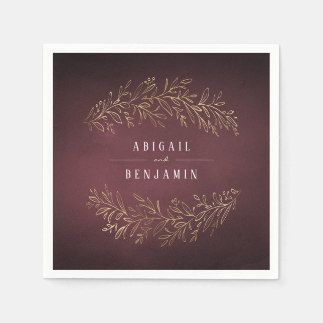 Goldene Bordeaux-Hochzeit Serviette (Vorderseite)
