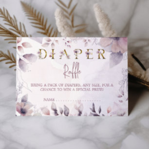 Goldene botanische Babyparty-Windel-Raffle-Einlage Begleitkarte