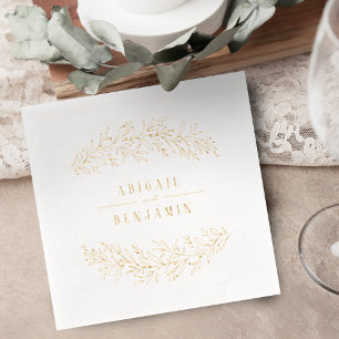 Goldene botanische florale elegante Hochzeit Servietten Mit Folie