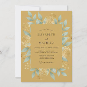 Goldene Botanische Hochzeit Einladung