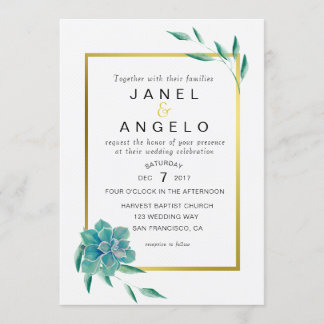 Goldene Botanische Hochzeit Einladung