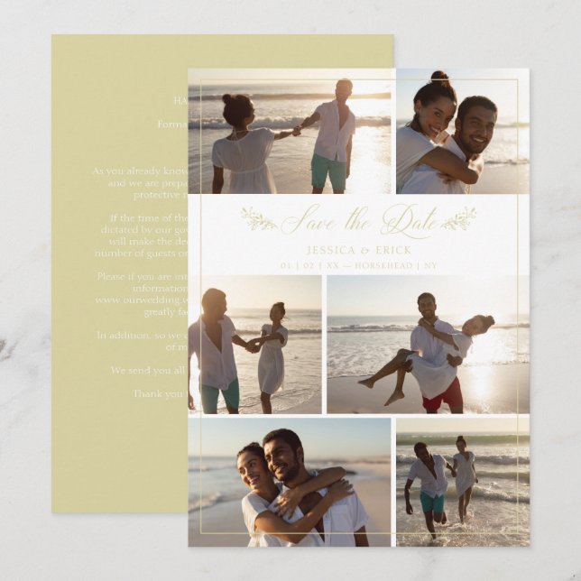 Goldene Branchen Chic Collage 6 Fotos Hochzeit (Vorne/Hinten)