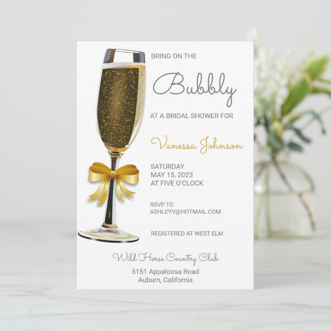 Goldene Brautdusche Einladung (Stehend Vorderseite)