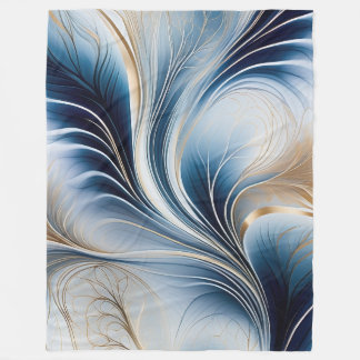Goldene Brise - Blauer und goldene Abstrakte Kunst Fleecedecke