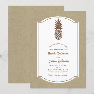 Goldene Bronze-Ananas Kraft Natürliche Tropen Einladung