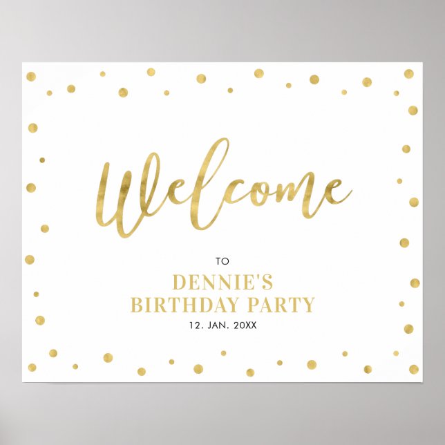 Goldene Buchstaben Moderne Confetti Begrüßungszeic Poster (Vorne)