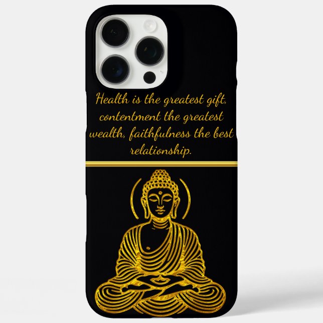 Goldene Buddha-Statue in Meditation iPhone 16 Pro Max Hülle (Rückseite)